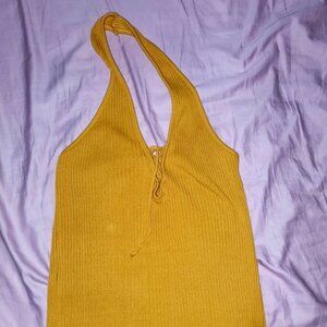 Ashley Stewart women's knit halter top, yellow, new